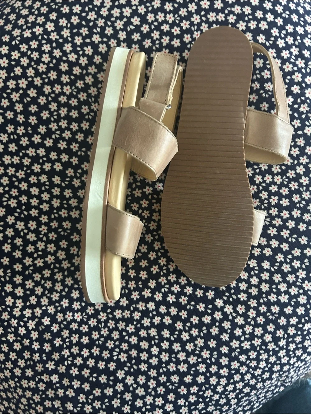 NISOLO Taupe Leather Double-Strap Slingback Sandals